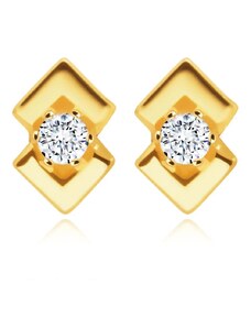 Bijuterii Eshop - Cercei din aur galben 585 - diamante rotunde, două triunghiuri strălucitoare S3BT506.68