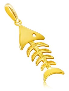 Bijuterii Eshop - Pandantiv din aur 14K - schelet de pește cu ochi, suprafață netedă și luciu ridicat S1GG235.11