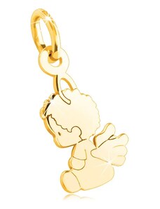Bijuterii Eshop - Pandantiv din aur de 14K – înger șezut, cu aripi, suprafață netedă lustruită în oglindă S1GG46.14
