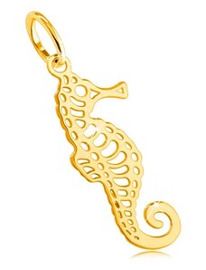 Bijuterii Eshop - Pandantiv din aur galben 585 - cal de mare cu decupaje fine, coadă ondulată S1GG46.22