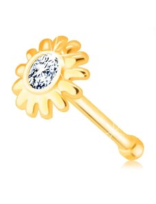 Bijuterii Eshop - Piercing în nas de diamant din aur galben 585 - floare cu nuanțe strălucitoare S3BT508.24