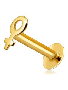 Bijuterii Eshop - Piercing pentru buză și bărbie din aur galben 375 - contur simbol feminin, formă plată S2GG206.37
