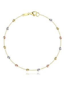 Bijuterii Eshop - Brățară din aur combinat de 14K - mărgele din aur alb, roz și galben, arcade S5GG254.22