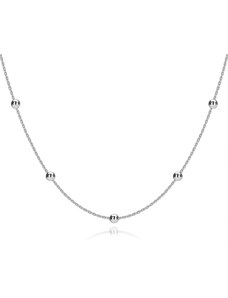Bijuterii Eshop - Colier de argint 925 - mărgele lucioase, lanț subțire, placat cu rodiu G12.02