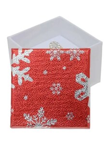 Bijuterii Eshop - Cutie cadou bijuterii de Crăciun - fulgi de nea, culoare argintiu - roșu Y49.03