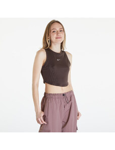 Maiou pentru femei Nike Sportswear Essentials Women's Ribbed Cropped Tank Baroque Brown/ Sail