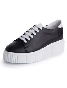 Pantofi piele naturala 1239 alb-negru Dr. Calm