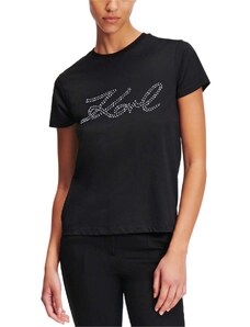 KARL LAGERFELD T-Shirt Rhinestone Logo 241W1713 999 black