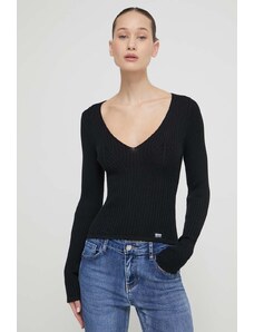 Moschino Jeans pulover de bumbac culoarea negru, light