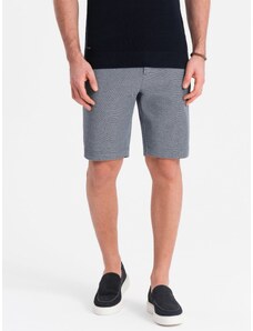 Ombre Clothing Men's shorts made of two-tone melange knit fabric - navy blue V1 OM-SRCS-0127