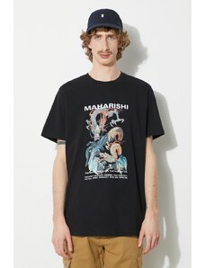 Maharishi tricou din bumbac Double Dragons Organic T-Shirt barbati, culoarea negru, cu imprimeu, 1080.BLACK