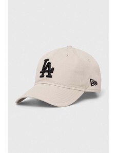 New Era șapcă de baseball din bumbac culoarea bej, cu imprimeu, LOS ANGELES DODGERS