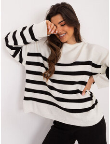 Fashionhunters Ecru women's oversize sweater with slits