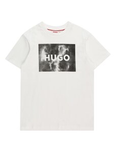 HUGO Tricou gri închis / negru / alb