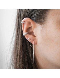 DELIS Cercel ear cuff argint 925, JW982, model cu pietre, placat cu rodiu