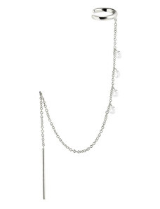 DELIS Cercel ear cuff argint 925, JW1006, model cu lant, placat cu rodiu