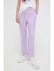 Patrizia Pepe pantaloni femei, culoarea violet, drept, high waist