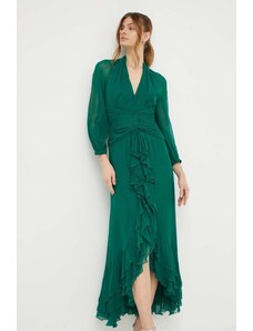 Luisa Spagnoli rochie culoarea verde, midi, evazati
