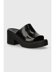 Crocs papuci Brooklyn High Shine Heel Slide femei, culoarea negru, cu platforma, 209709