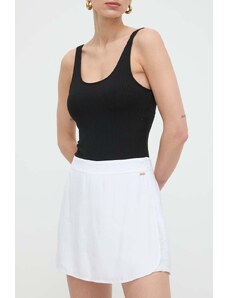 Armani Exchange fustă pantaloni culoarea alb, neted, high waist