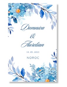 Personal Etichetă sticlă - Flori albastre