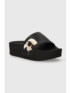 Karl Lagerfeld papuci KONDO MAXI femei, culoarea negru, cu platforma, KL80805N