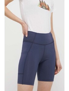 Columbia pantaloni scurti sport Boundless Trek femei, culoarea albastru marin, neted, high waist, 2074471