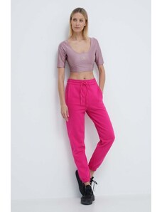 adidas by Stella McCartney pantaloni de trening culoarea roz, neted, IS1215