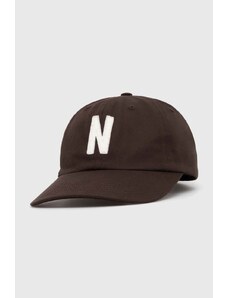 Norse Projects șapcă de baseball din bumbac Felt N Twill Sports Cap culoarea maro, cu imprimeu, N80.0128.2022