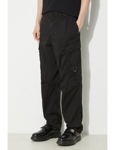 C.P. Company pantaloni Stretch Sateen Loose Cargo barbati, culoarea negru, cu fason cargo, 16CMPA062A005694G