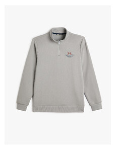 Koton Half Zipper Sweatshirt Stand Collar College Printed Sweatshirt
