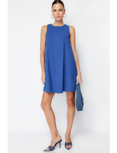 Trendyol Navy Blue Wide Cut Linen Look Sleeveless Mini Woven Dress