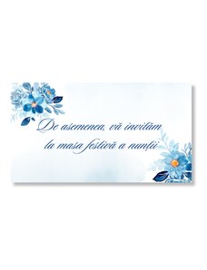 Personal Card invitație masa festivă - Flori albastre