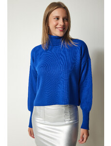 Happiness İstanbul Fericire İstanbul femei albastru turtleneck casual tricotaje pulover