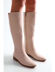 Shoeberry Women's Deny Beige Skin Boots Beige Skin