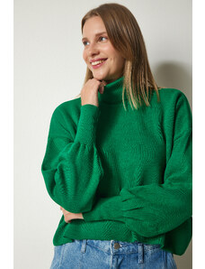 Happiness İstanbul Fericire İstanbul femei verde turtleneck casual tricotaje pulover