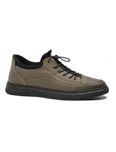 Pantofi casual Franco Gerardo, kaki, din piele naturala cu insertii elastice FNX8092