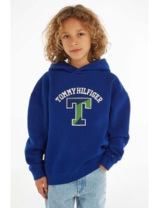 Tommy Hilfiger bluza copii culoarea albastru marin, cu glugă, cu imprimeu