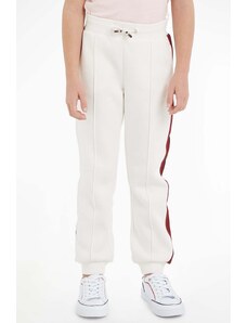 Tommy Hilfiger pantaloni de trening pentru copii culoarea alb, cu imprimeu