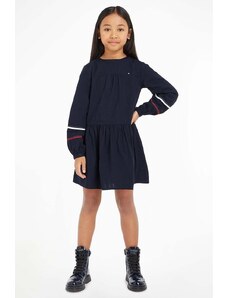 Tommy Hilfiger rochie din bumbac pentru copii culoarea albastru marin, mini, evazati
