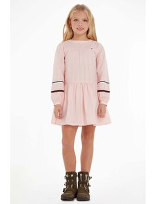 Tommy Hilfiger rochie din bumbac pentru copii culoarea roz, mini, evazati