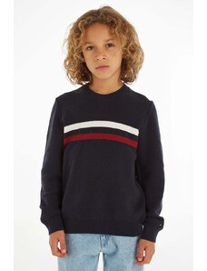 Tommy Hilfiger pulover de bumbac pentru copii culoarea albastru marin