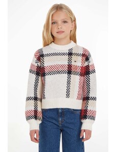 Tommy Hilfiger pulover pentru copii din amestec de lana culoarea alb, călduros