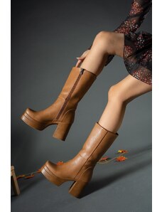 Riccon Tan Skin Women's High Heeled Boots 0012690