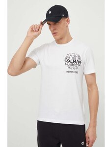 Colmar tricou din bumbac barbati, culoarea alb, cu imprimeu