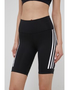 adidas Performance pantaloni scurți de antrenament Optime TrainIcons 3-Stripes femei, culoarea negru, cu imprimeu, high waist