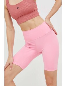 adidas Performance pantaloni scurți de antrenament Optime femei, culoarea roz, neted, high waist