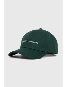Tommy Hilfiger șapcă de baseball din bumbac culoarea verde, cu imprimeu AM0AM12304
