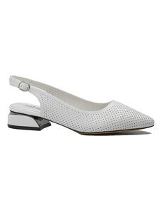 Pantofi dama Karisma albi decupati din piele naturala OTR40008