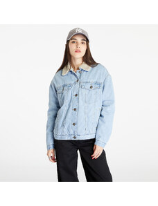 Jachetă din denim pentru femei Urban Classics Ladies Oversized Sherpa Denim Jacket Clearblue Bleached